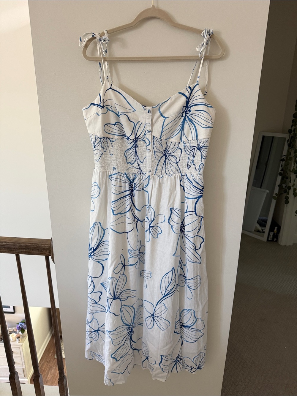 White Gap Sundress with Blue Floral Print